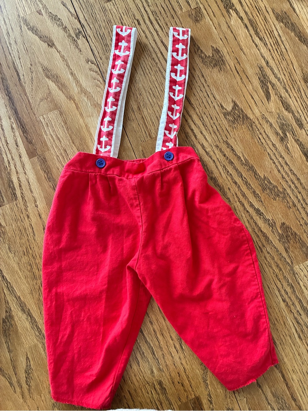 Vintage Kids Pants with anchor suspenders
70s 80s Hong Kong Manufacturing Era